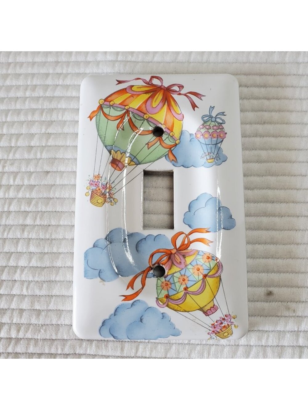 Hot Air Balloon Light Switch Plate Cover Jasco Ceramic Rectangle Vintage Clouds